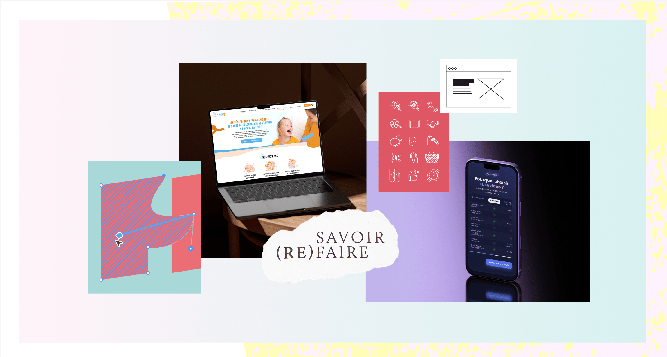 montage d'elements visuel pour illustrer les differentes expertises